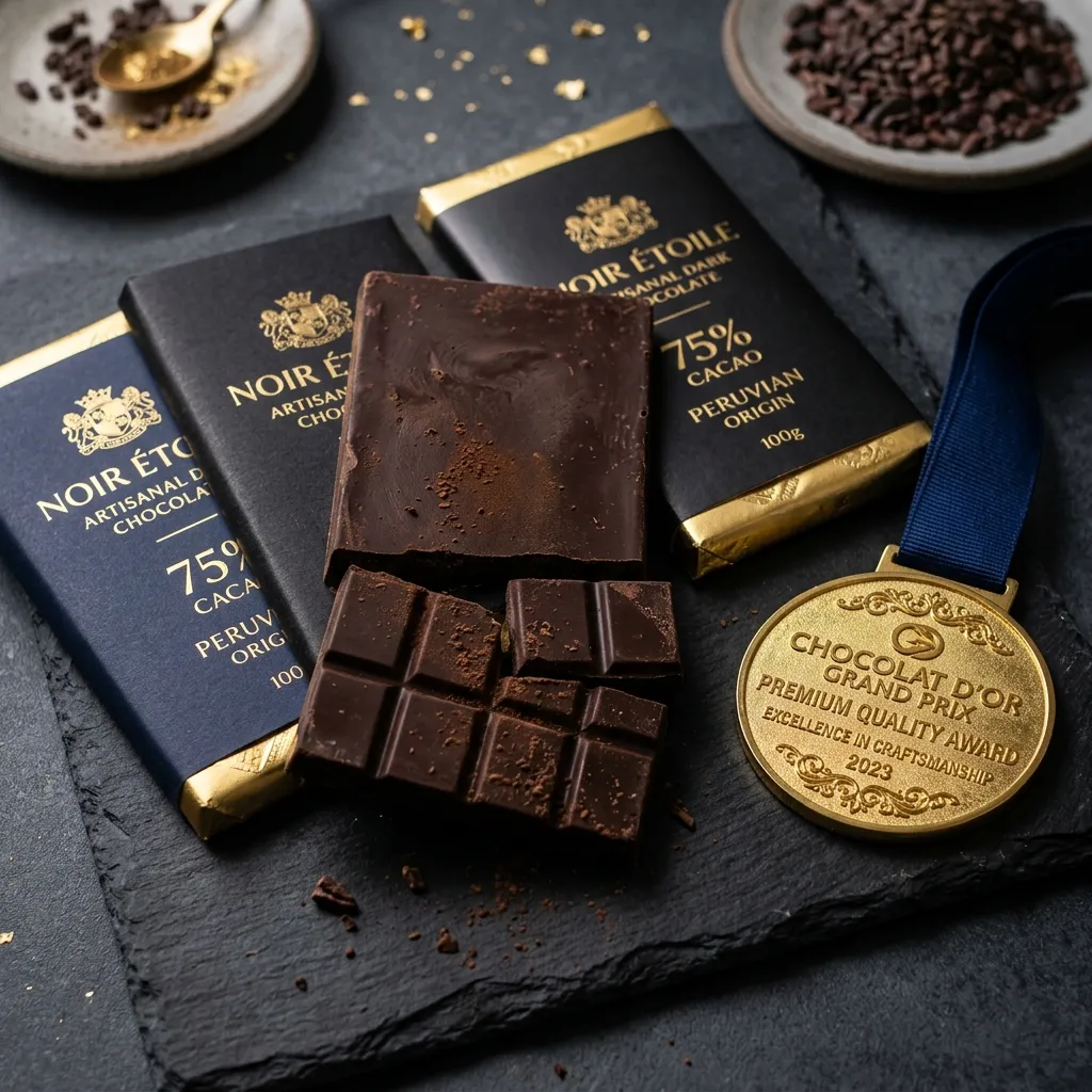 Barras de chocolate Mendoá e medalha de ouro